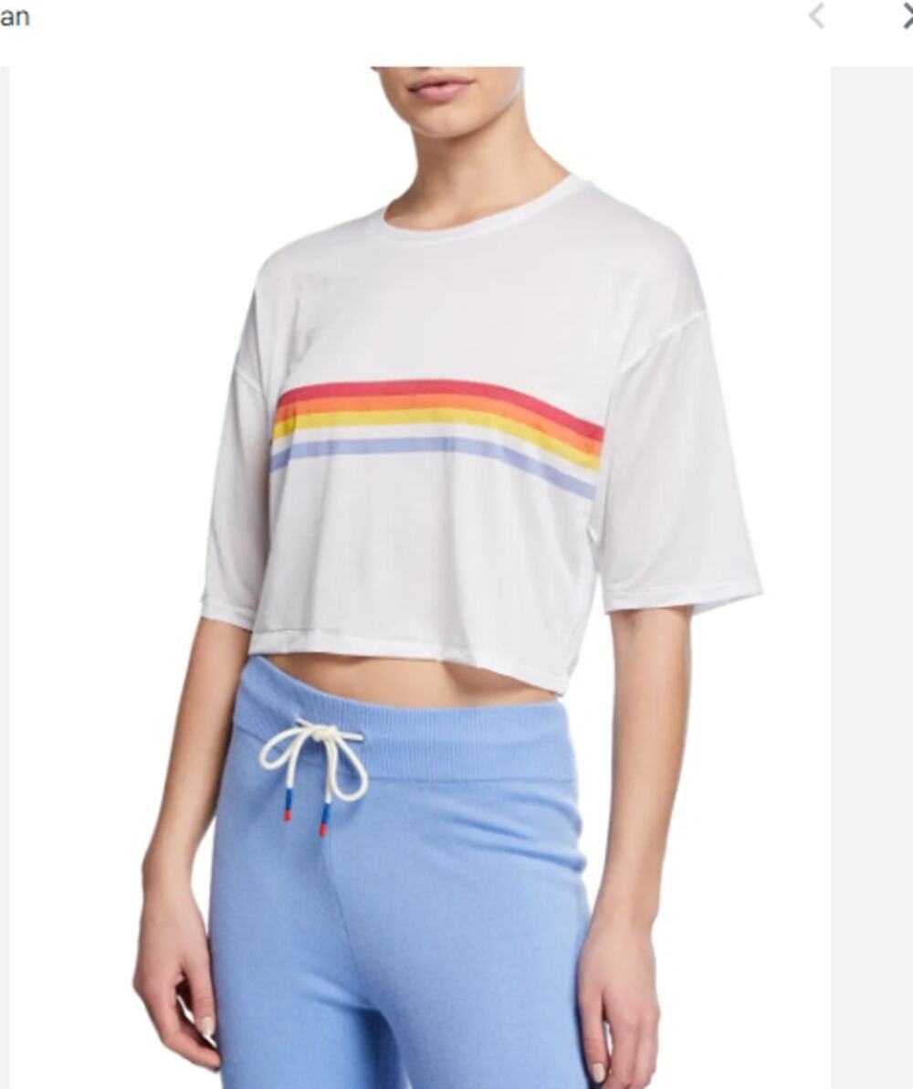 NWT Spiritual Gangster Retro Active Sessions Striped Cropped Tee Size Medium